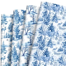 8 Sheet Winter Wrapping Paper -Not Roll- Chinoiserie Woodland Gift Wrap Paper...