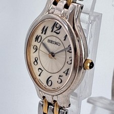 SEIKO two-tone gold and silver oval women's watch, vintage, old, retro Japan