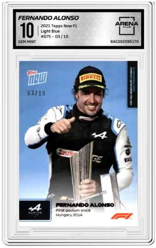 2021 Topps Now Formula 1 #75 FERNANDO ALONSO Light Blue  /10 Arena Club 10!