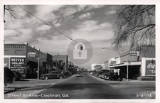 Cochran GA Downtown Street Scene, Automobiles Cline RPPC Photo Postcard COPY