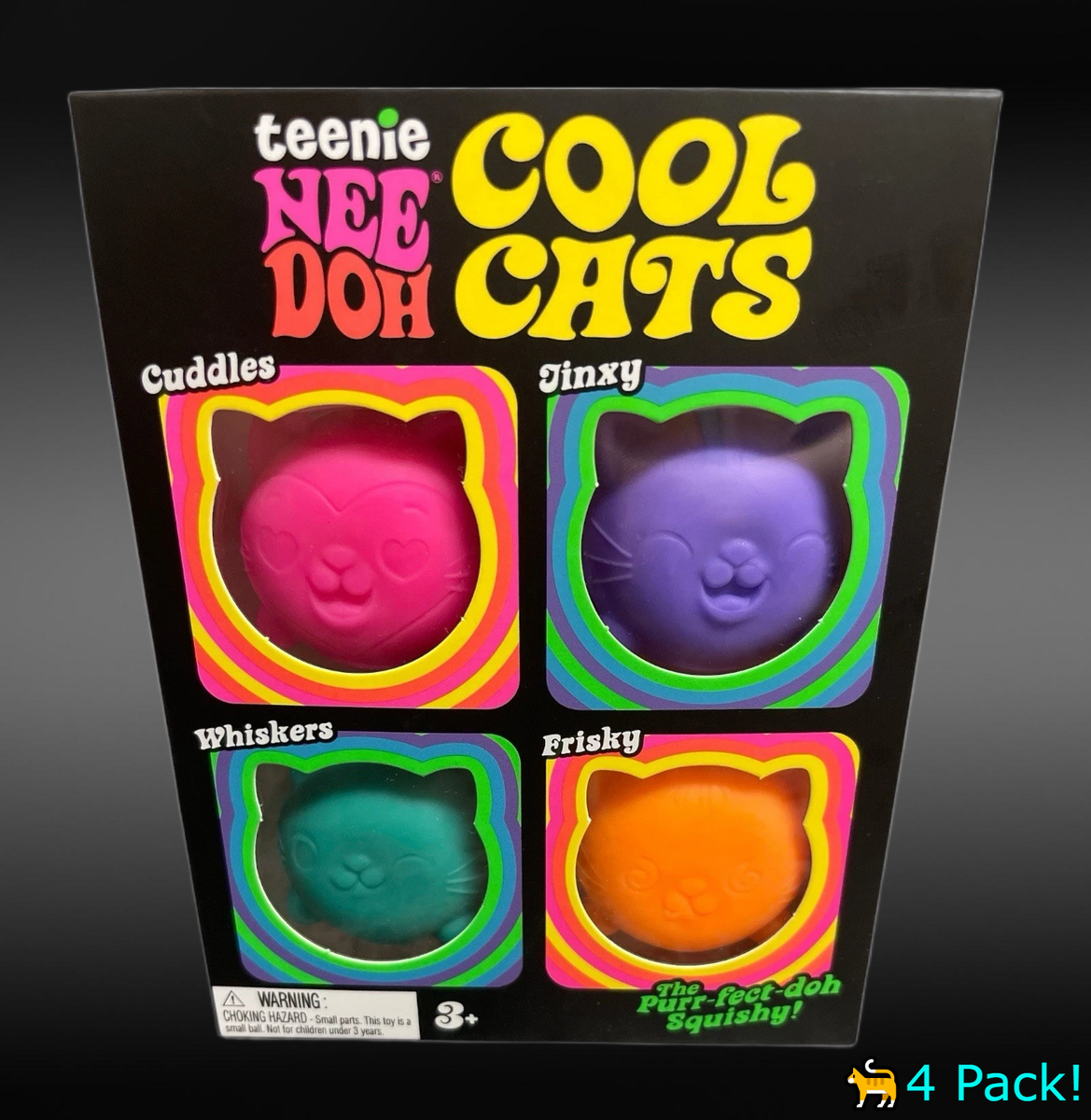 Schylling NeeDoh Teenie Cool Cats 4-Pack Kittens Stress Fidget