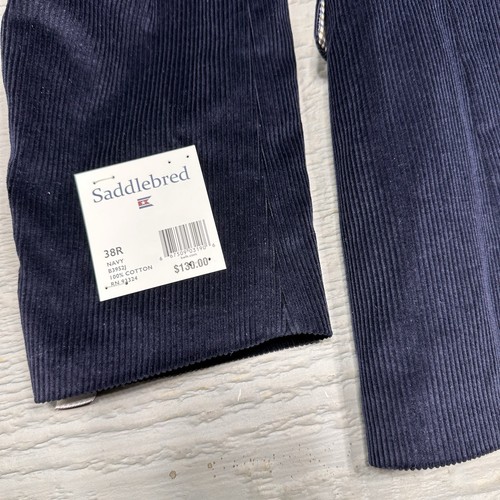 NUEVO Blazer Saddlebred Para Hombres 38 R Azul Pana Algodón Dos Botones Azul Marino - Imagen 13 de 15