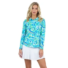 Ibkul Long Sleeve Polo 41971 Emma Turquoise - XS