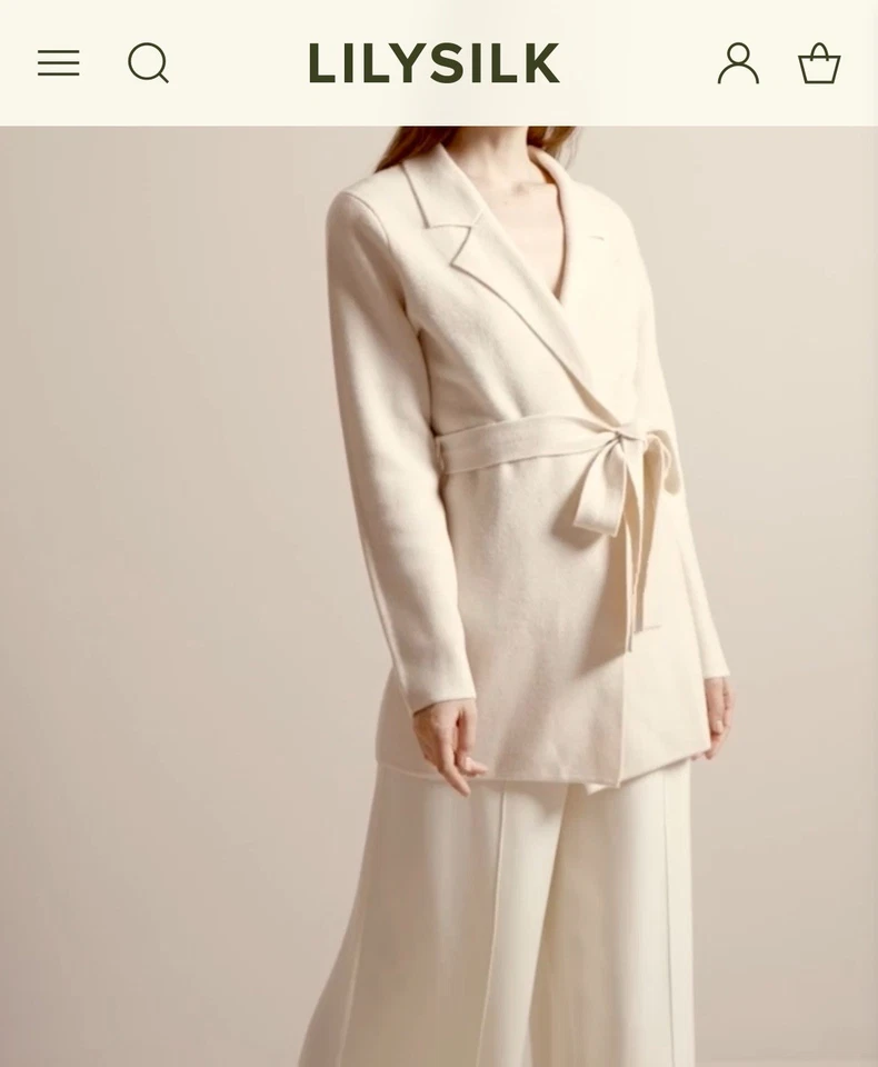 Abrigo suéter de lana lirio seda cachemir para mujer talla pequeña Foto 2 de 4