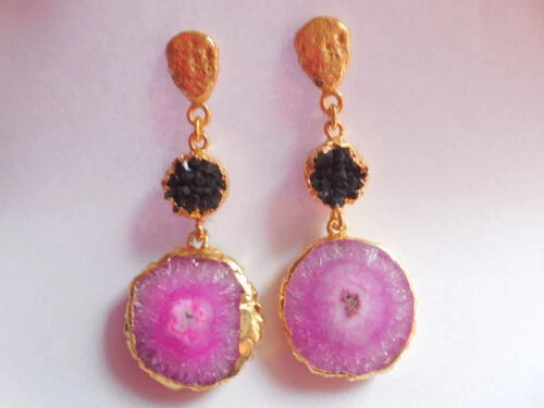 Negro ágata Rose Gold Filled Joyería de Moda