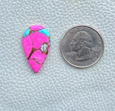 13 Ct  Rare Cotton Candy Kingman Turquoise Pear Cabochon Pendant Gemstone DK=367