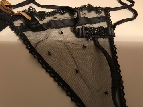 Victorias Secret Designer Collection Dark Gray Thong Sheer L Very RARE NWT - Picture 4 of 5
