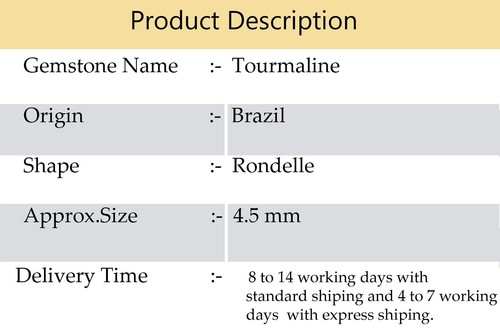 Piedras preciosas de turmalina arco iris tamaño de 4,5 mm cuentas facetadas en forma de rondelle hilo de 14" - Imagen 5 de 5