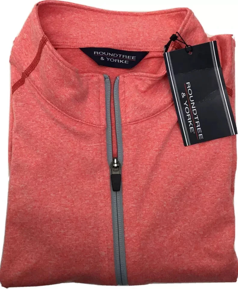 Roundtree & Yorke Sport Men's Solid 1/2 Zip Sweater, Melon Hthr, L - Image 2 of 2