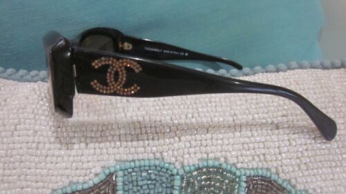 Chanel BLACK BROWN CRYSTAL CC'S Sunglasses 5095B ITALIAN - Picture 4 of 14