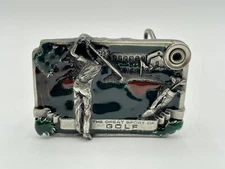 The Great Sport of Golf Belt Buckle Pewter Bergamot Brass Works 1983 L-86 3D USA