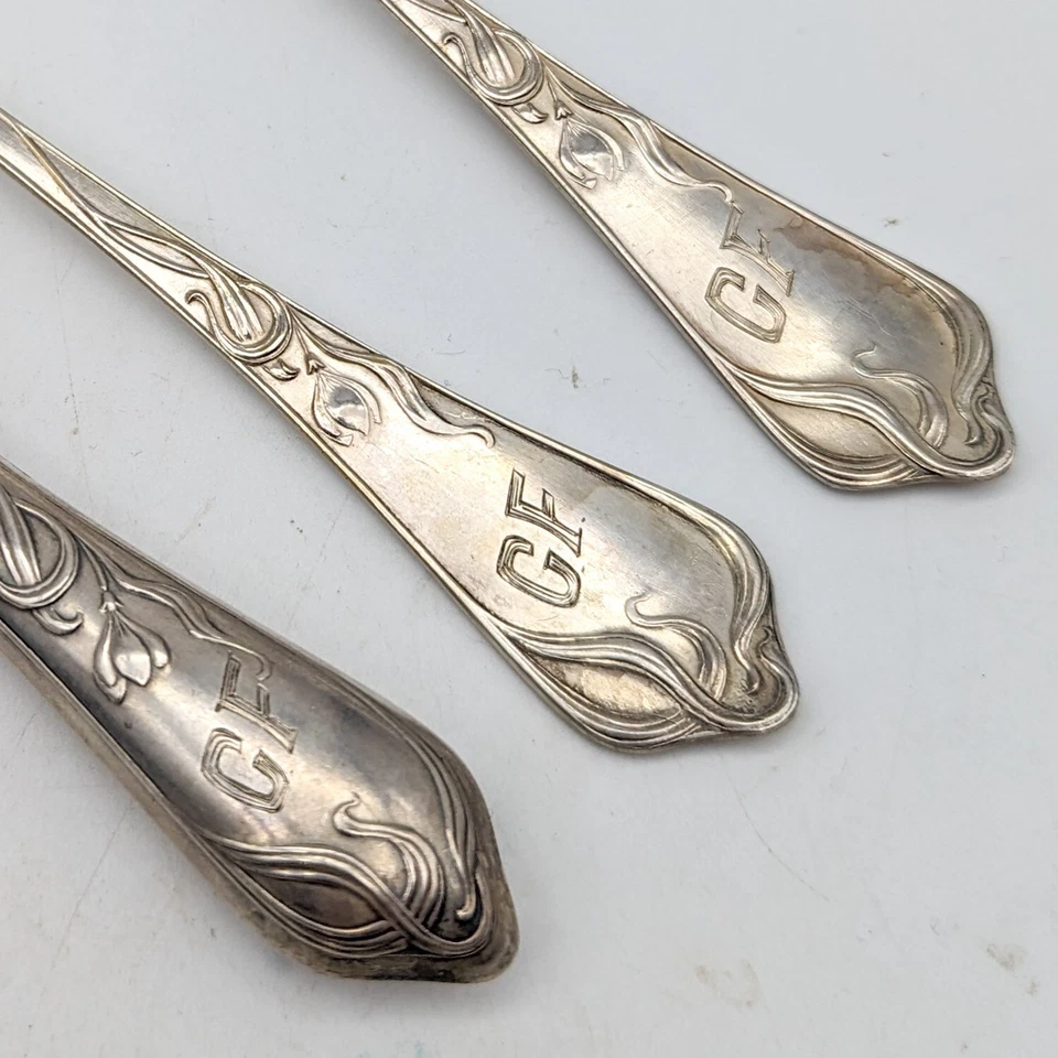 Antiguo Juego de Cubiertos Cuchara Cuchillo Henckels Plata 800 Art Nouveau Haegermann Foto 4 de 4