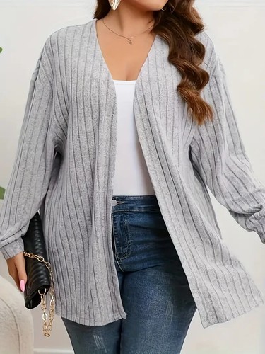 MAGLIONE, CARDIGAN, DONNA, ABBIGLIAMENTO, donna a costine solide manica lunga. - Foto 2 di 2