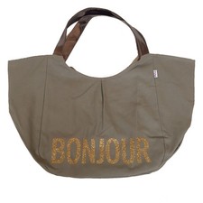Tote Bag Elegant With Gold Glitter French Word, Bonjour