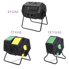 18.5/37/43 Gallon Garden Compost Bin Rotate Tumbling kitchen Waste Bin Outdoor 