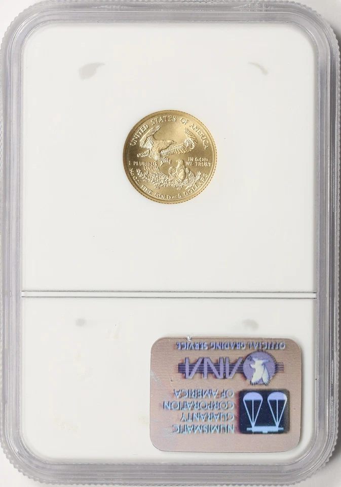 2002 $5 Gold American Eagle 1/10oz NGC MS69 .9167 Fine - Image 2 of 4