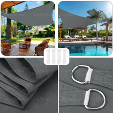 Image of HEAVY DUTY SUN SHADE SAIL GARDEN PATIO AWNING CANOPY 98% UV BLOCK WATERPROOF UK