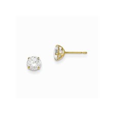 14k Yellow Gold 5mm Round CZ Basket Set Stud Earrings Madi K Childrens Jewelry