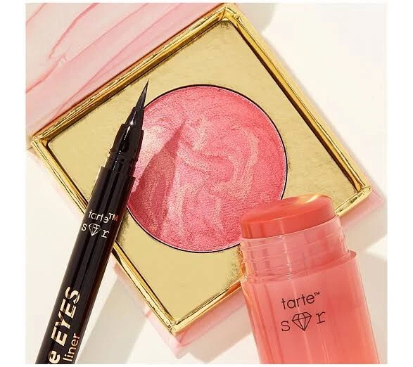 Tarte Sugar Rush Fresh-Faced Faves-GLOW Blush Travel-lip Balm&Eyeliner Full Size