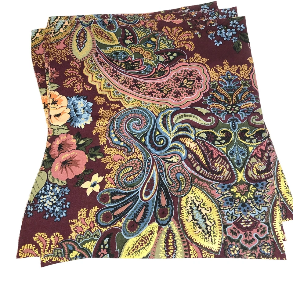 10 Quilt Block Cut Pieces Cotton Fabric 15.5 x 12.5 inches Paisley 3 Patterns - Image 4 of 4