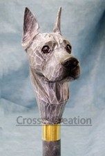 dog look designer handmade Wooden Walking Stick Cane Great Dane Dog Head Handle