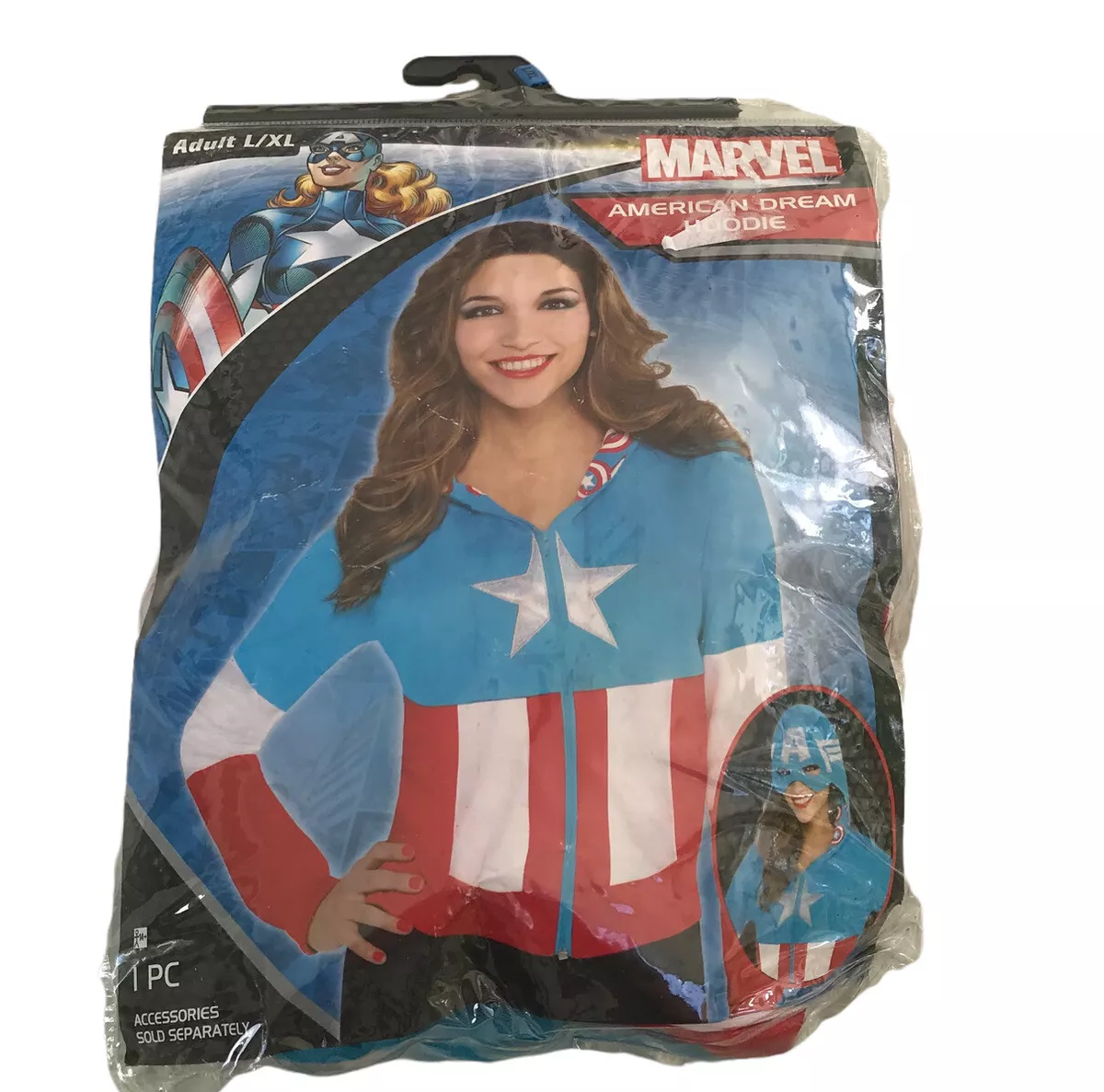 WOMEN S MARVEL AMERICAN DREAM ZIP UP SWEATSHIRT HOODIE SUPER HERO ADULT L XL