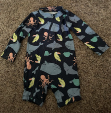 Carter's 12m Boys 1 Piece Swimsuit Sea Themed Rash Guard long sleeve
