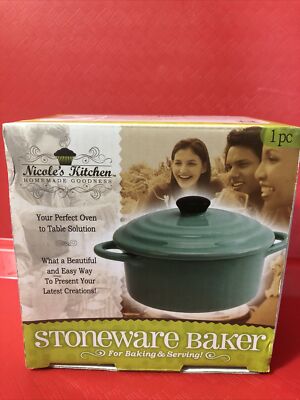 Nicole's Kitchen Stoneware Baker For Baking & Serving Teal NIB