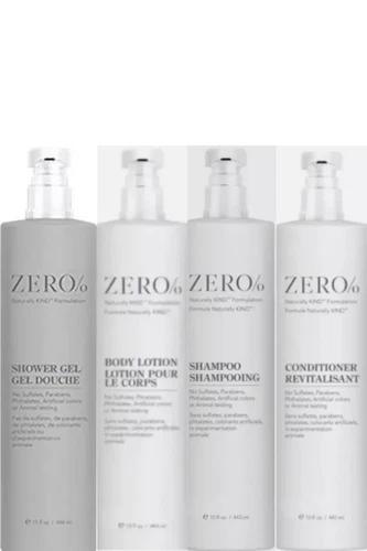 Zero% Shower Gel, Conditioner, Shampoo, Body Lotion by Gilchrist & Soames