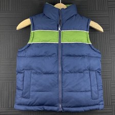 Old Navy Boys Size 6-7 Blue Green Reversible Full Zip Up Sleeveless Puffer Vest