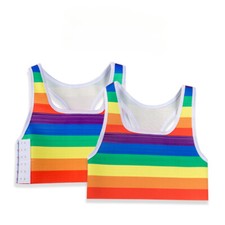 Women Lesbian Tomboy Chest Breast Binder Rainbow Vest Tops Buckle Pullover