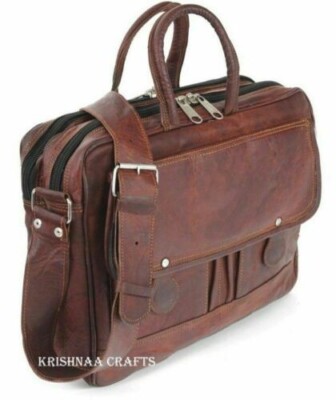 Men's Brown Crossbody Sling Satchel Handbag Leather Genuine Messenger