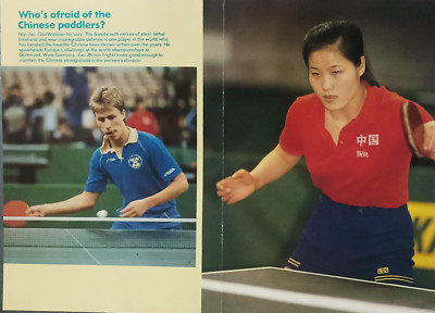INDIA THE SPORTSTAR POSTER: OVE WALDNER , JIAO ZHIMIN TABLE TENNIS PLAYERS