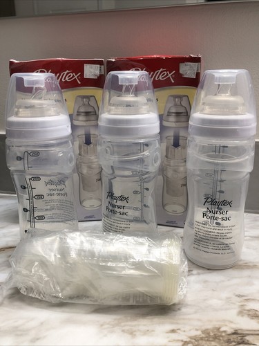 3 Pk Playtex Baby Drop-In Nurser Bottles 8-10 Oz *AND* 2-Boxes of 50 Ct. Liners! - Bild 2 von 6