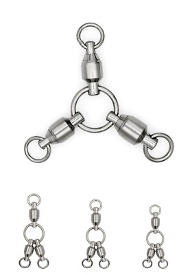 BLUEWING Ball Bearing 3-Way Swivels Rolling Barrel Fishing Swivels US Seller