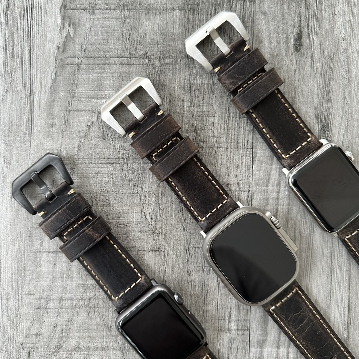 For Apple Watch Ultra AWU 49mm 45mm 44mm 42mm Dark Brown Leather