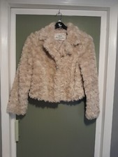 Quiz Vintage Fever Blush Faux Fur Short Jacket 10