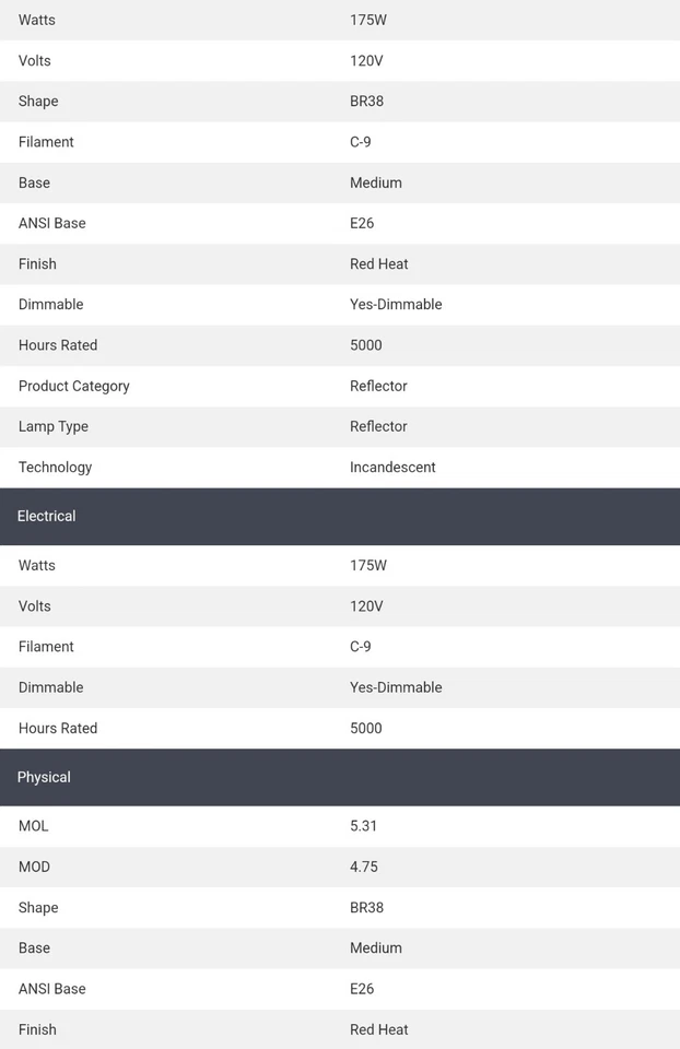 SATCO S4751 Indoor/Outdoor 175W DIMMABLE Heat Lamp - Image 3 of 3