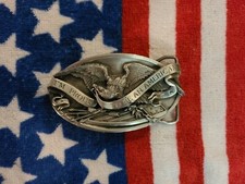 Vintage 1983 Bergamot Brass Works "I'm Proud To Be An American" Belt Buckle
