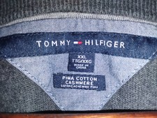 Tommy Hilfiger Pima Cotton Cashmere Mens XXL Dark Grey Long Sleeve Vneck Sweater