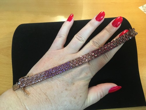 QVC 14K Rose Gold Plated Sterling Silver Ombre Gemstone Bracelet $475 - Picture 5 of 12