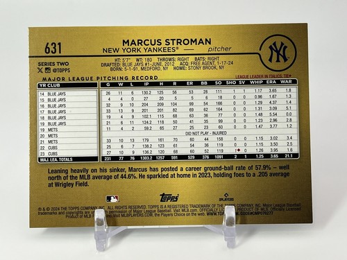2024 Topps Golden Mirror SSP Marcus Stroman Image Variation #631; 1 of +/-142! - Picture 2 of 6