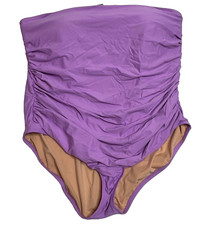 J.Crew 98 Womens Ruched Bandeau One Piece Swimsuit Purple Size 24 B6818