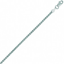 2.1mm Round Wheat Spiga Chain Necklace Real 14K White Gold