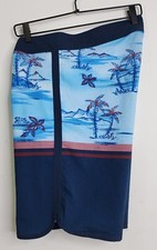 Burnside Board Shorts Mens 34 Swim Shorts Blue Tropical Palm Trees Surfer Beach