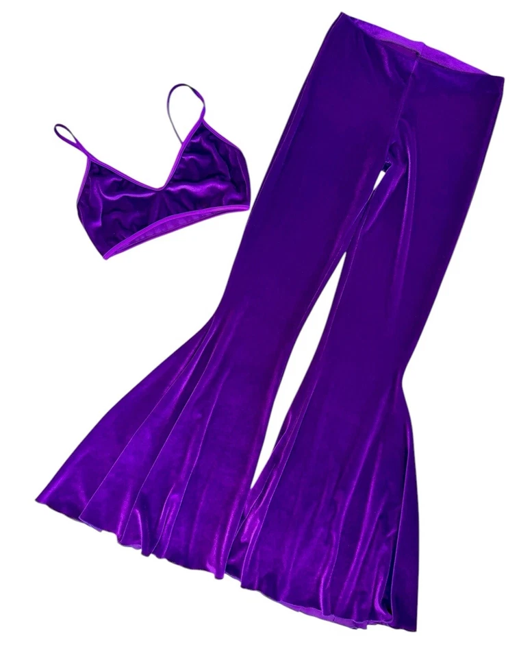 Conjunto de Jaula de Terciopelo Púrpura Campana de Sirena Parte Superior Corta Fiesta Rave Baile S Foto 3 de 4