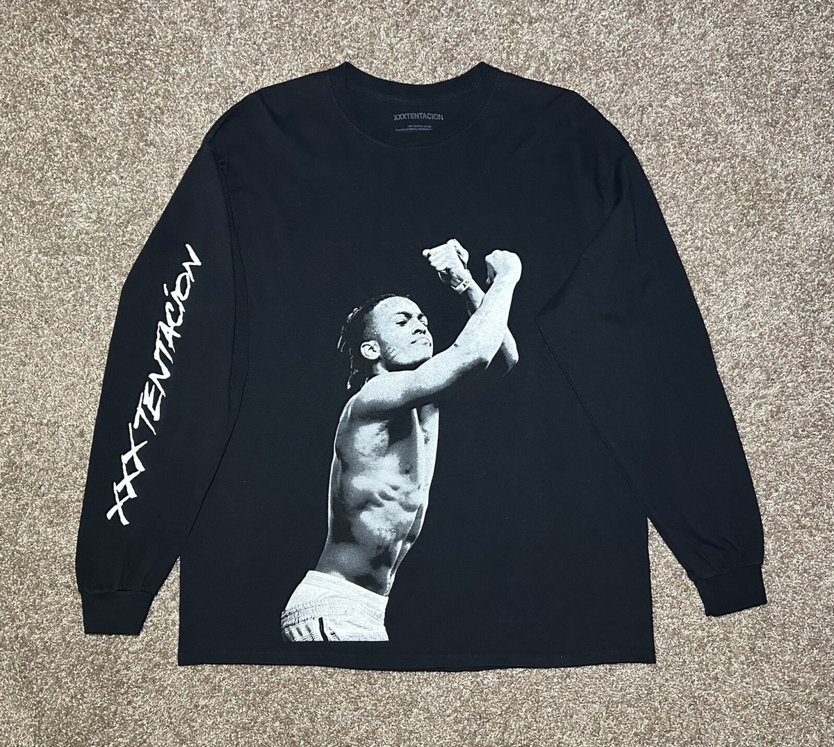 トップス everyone original logo longsleeve tee XL XXXtentacion Men's T-Shirt XXX Graphic Tee Black L/S Crew Neck