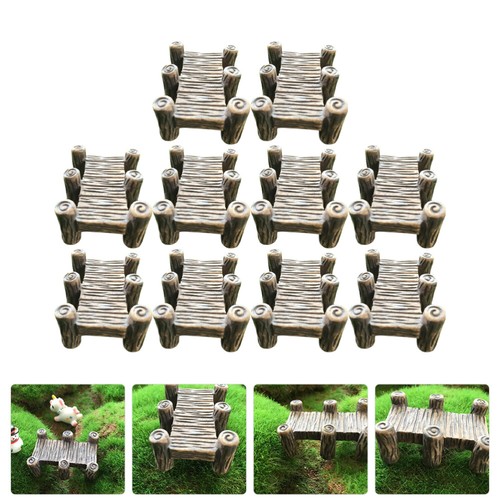10 Pcs Wooden Bridge Miniature Ornament Micro Decoration Decorate Outdoor - Bild 12 von 12