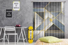 3D Gray Graphic Lines ZHUA1500 Photo Curtain Window Blockout Fabric Amy 2023