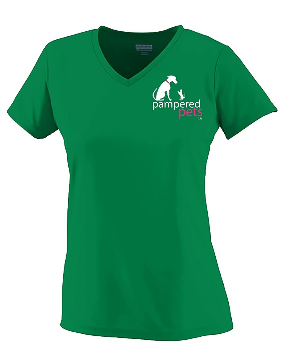 Pampered Pets Paws Edition Ladies Augusta Wicking V-Neck T-Shirt